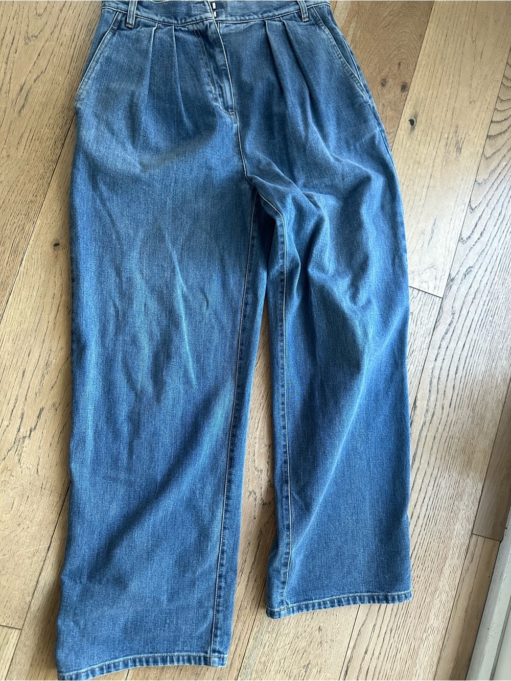 Tibi Wide-Leg High-Waist pleaded Denim